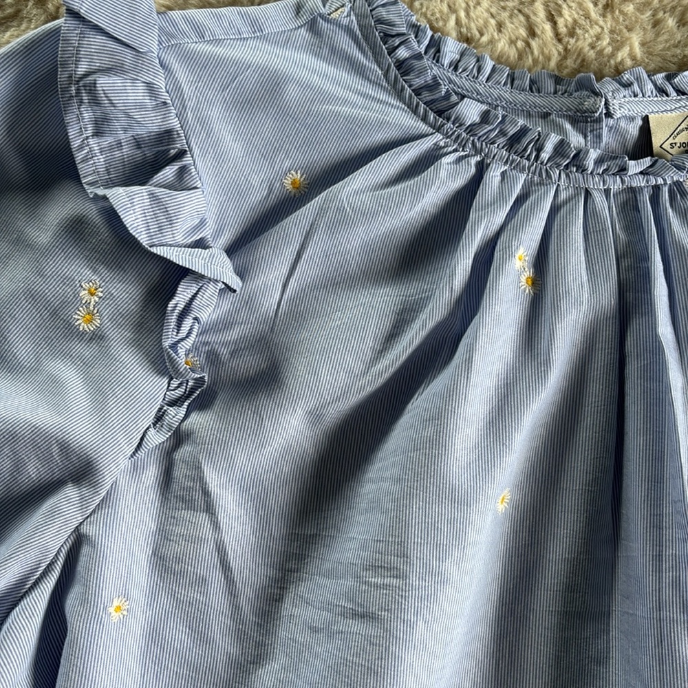 NWT St. John’s Bay daisy striped ruffled blouse, size 1X - Picture 2 of 6